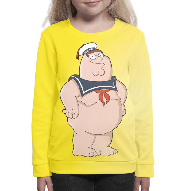 Свитшот для девочек с изображением Питер цвета Белый