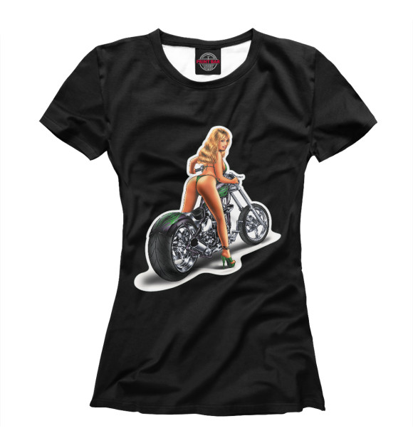 Женская футболка с изображением Biker Babe цвета Белый