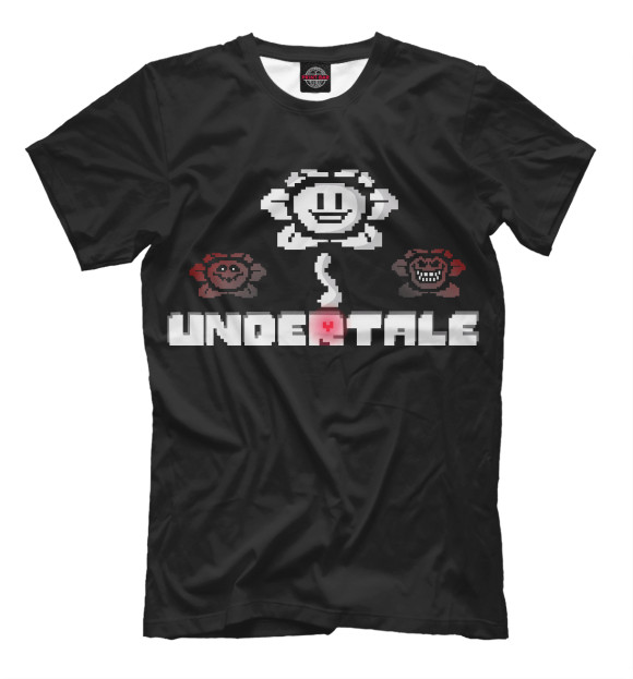Мужская футболка с изображением Undertale Flowey цвета Черный