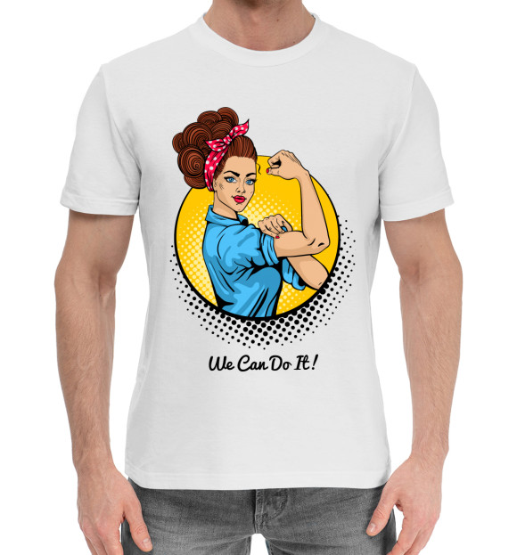 Мужская хлопковая футболка с изображением We can do it! цвета Белый
