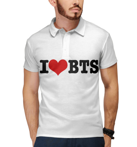 

Поло Print Bar, Белый, Я люблю BTS
