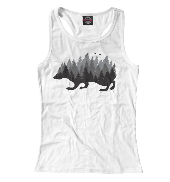 Женская майка-борцовка с изображением Лесной ёжик цвета Белый