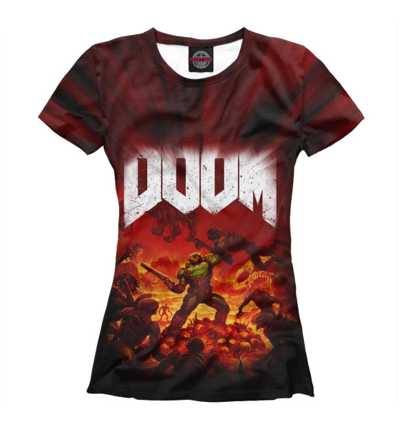 Женская футболка с изображением Doom 2016 цвета Белый