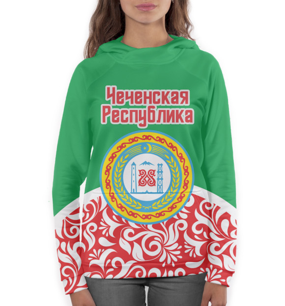Женское худи с изображением Чечня цвета Белый