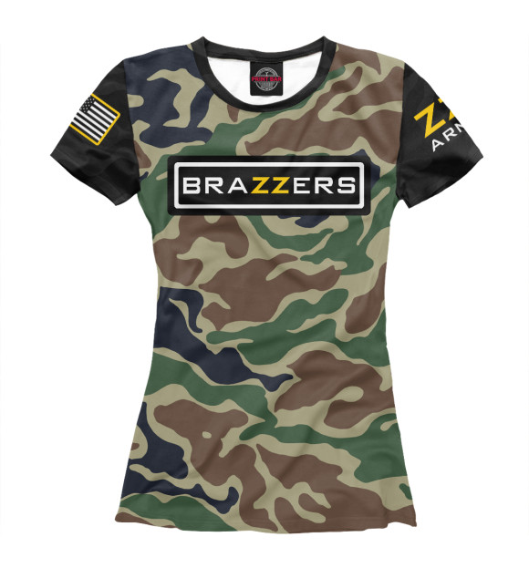 Футболка для девочек с изображением Brazzers Army цвета Белый