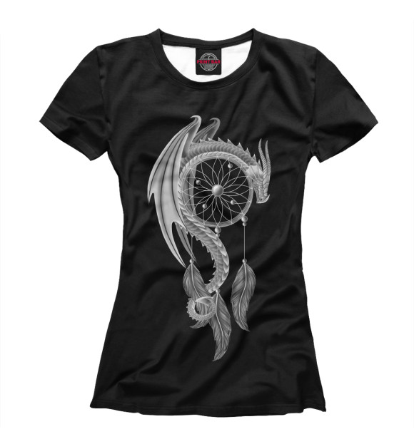 Женская футболка с изображением Ловец снов дракон цвета Белый