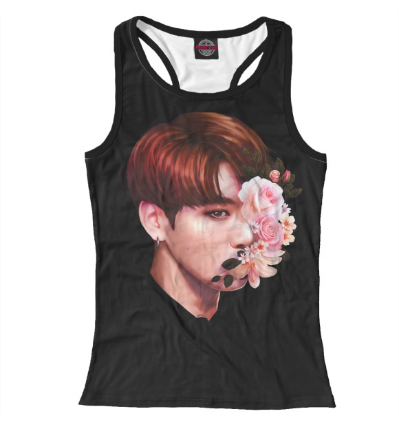 Женская майка-борцовка с изображением BTS цвета Белый