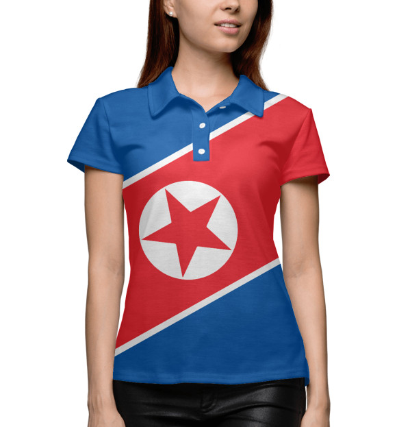 Женское поло с изображением Северная Корея цвета Белый