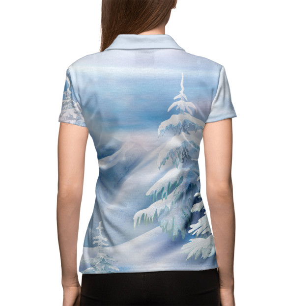 Женское поло с изображением Зимние горы цвета Белый