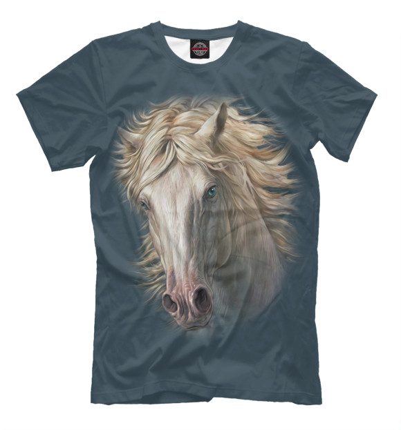 Мужская футболка с изображением Лошадь цвета Серый