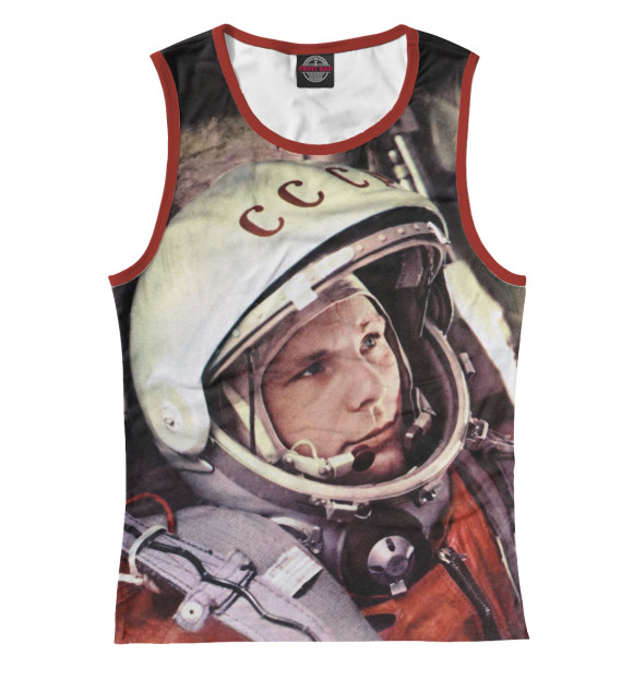 Женская майка с изображением Гагарин цвета Белый