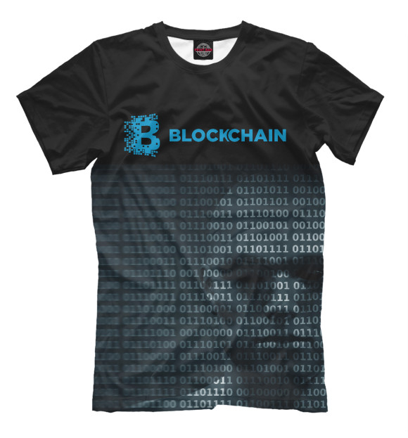 Мужская футболка с изображением Block chain цвета Черный