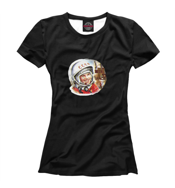 Женская футболка с изображением Гагарин Анаглиф цвета Белый