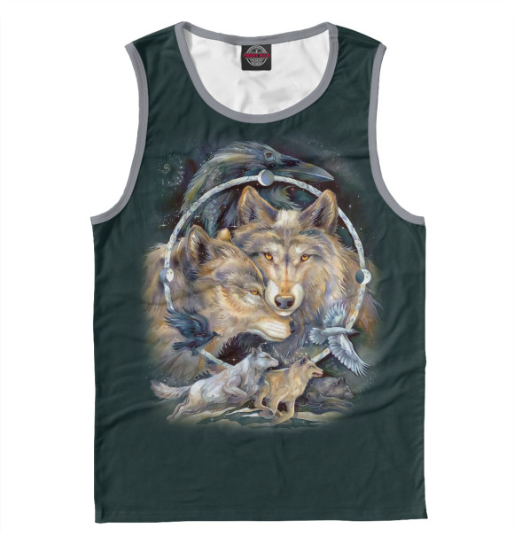 Майка для мальчика с притом Волки цвета Белый Майка для мальчика с изображением Волки цвета Белый