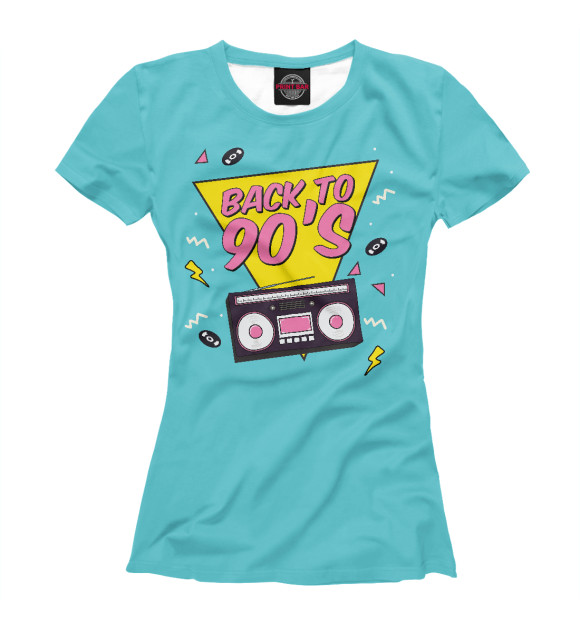 Женская футболка с изображением Музыка 90х цвета Белый