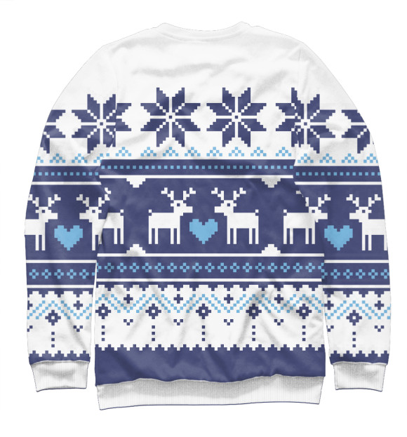 Мужской свитшот с изображением Скандинавский свитер с оленями цвета Белый