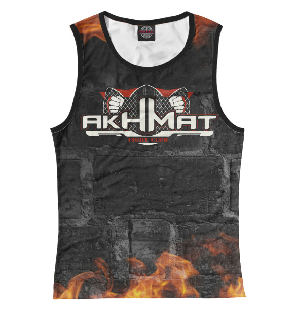 Женская майка с притом Fight Club Akhmat цвета Белый Женская майка с изображением Fight Club Akhmat цвета Белый