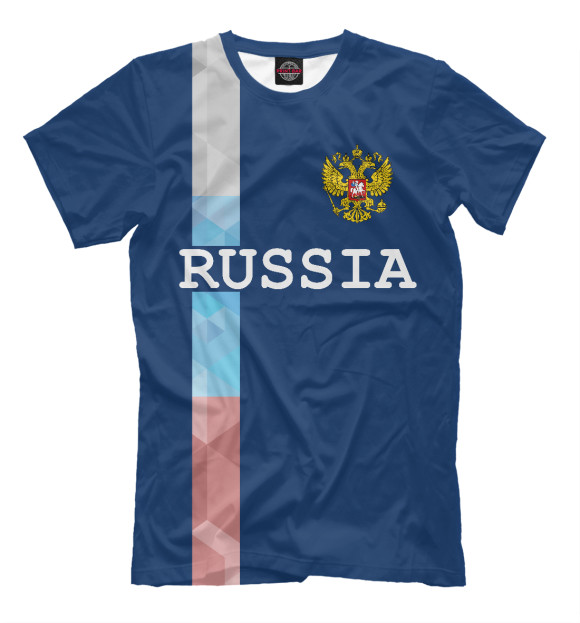 Мужская футболка с изображением Russia цвета Темно-синий