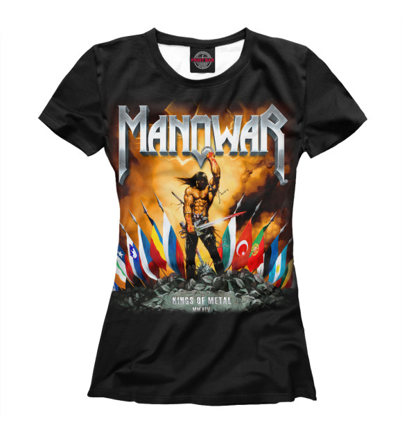 Футболка для девочек с изображением Manowar цвета Белый