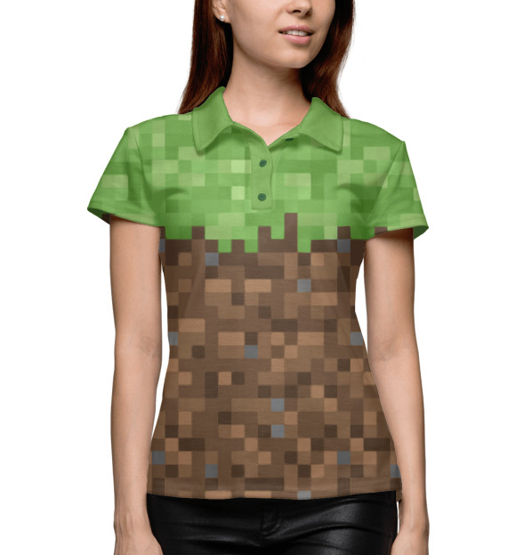 Женское поло с изображением Minecraft Текстура цвета Белый