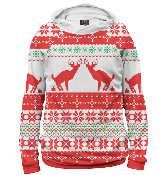 Женское худи с изображением Некультурные олени цвета Белый