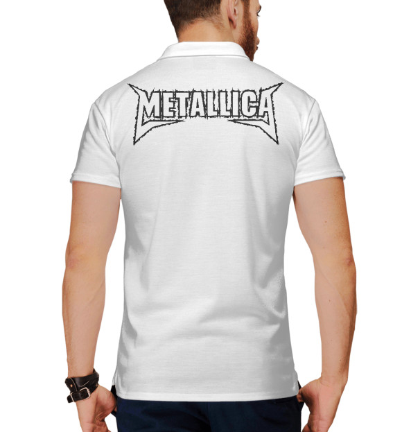 Мужское поло с притом Metallica цвета Белый Мужское поло с изображением Metallica цвета Белый