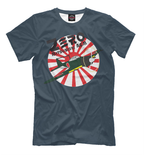 Мужская футболка с изображением Японский самолёт A6M Zero цвета Белый