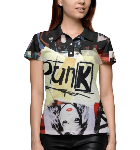 Женское поло с изображением PUNK | ПАНК цвета Белый