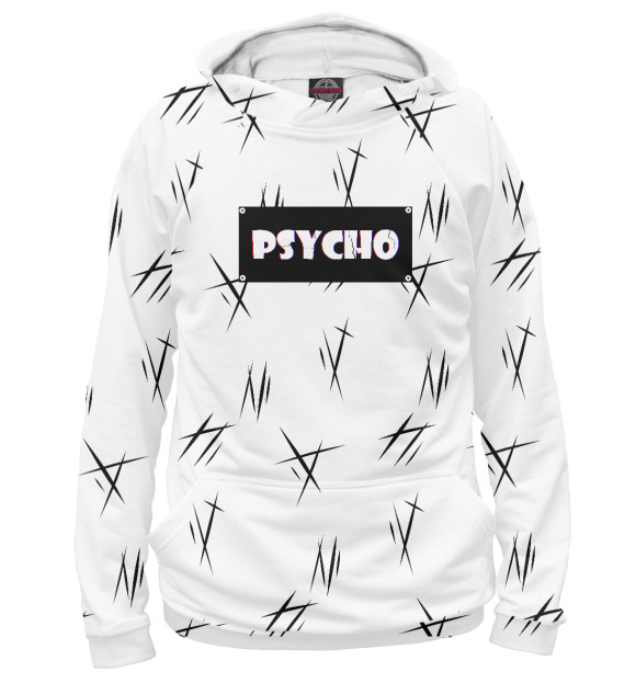 Женское худи с изображением PSYCHO цвета Белый