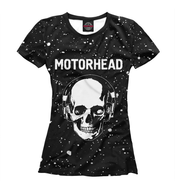 Женская футболка с изображением Motorhead + Череп цвета Белый