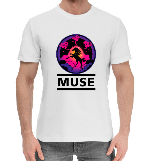 Мужская хлопковая футболка с изображением Muse цвета Белый