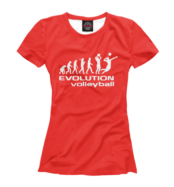 Женская футболка с изображением Evolution (volleyball) цвета Белый