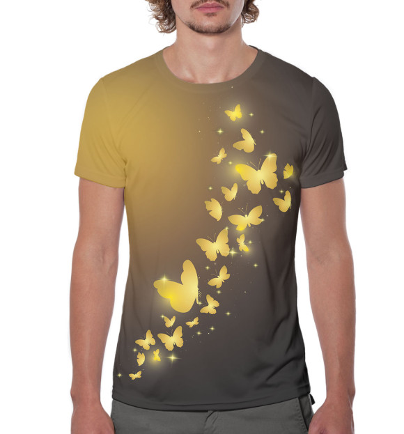 Мужская футболка с изображением Бабочки цвета Белый