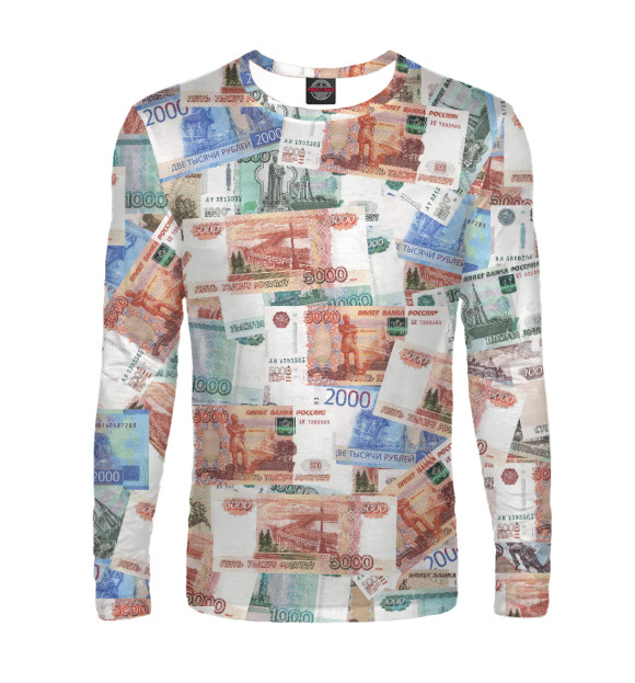 Мужской лонгслив с изображением Деньги цвета Белый