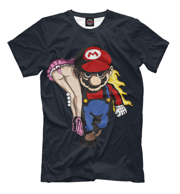 Мужская футболка с изображением Супер Марио цвета Черный