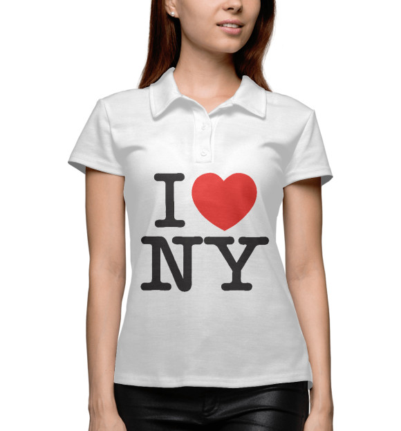 Женское поло с изображением I Love New York цвета Белый