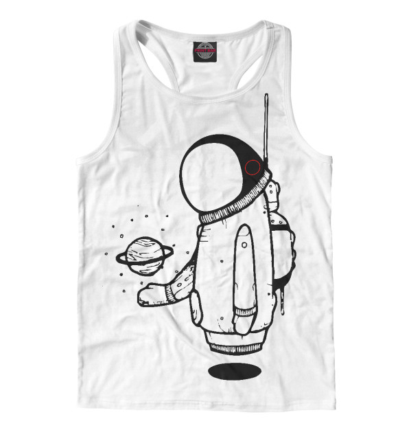 Мужская майка-борцовка с изображением Космонавт цвета Белый