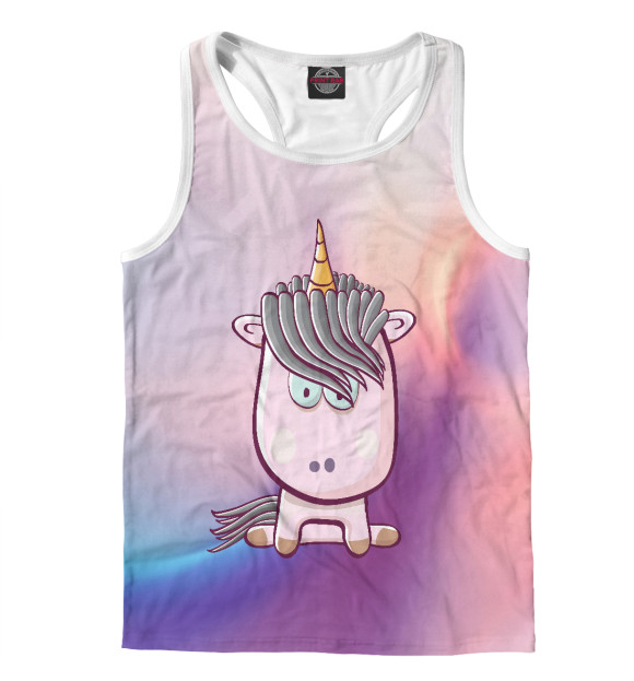 Мужская майка-борцовка с изображением Единорог цвета Белый