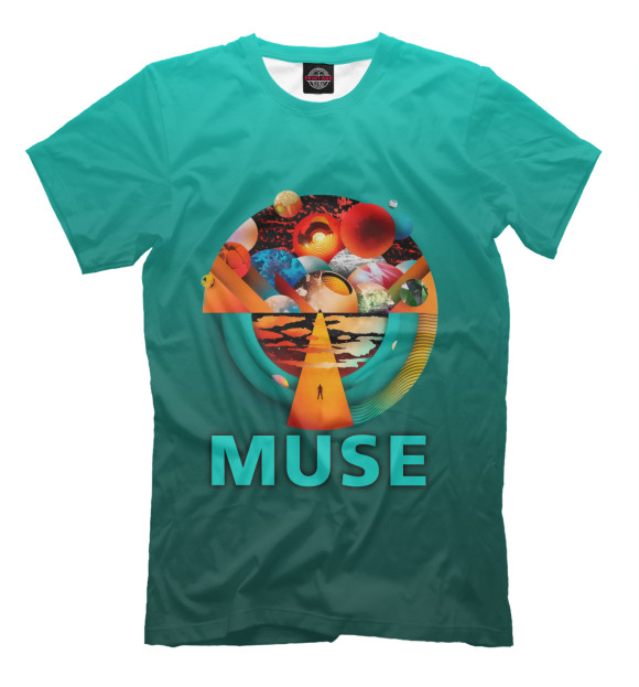 Мужская футболка с изображением Muse цвета Грязно-голубой