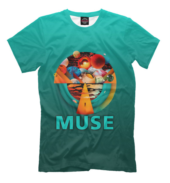 Футболка для мальчиков с изображением Muse цвета Грязно-голубой