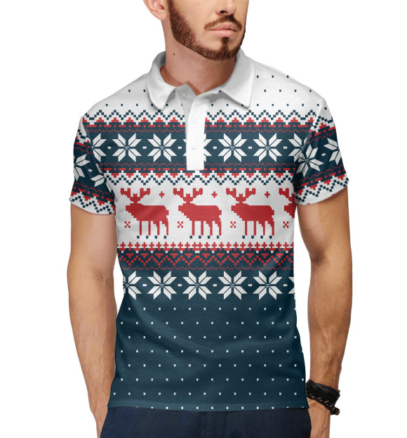 Мужское поло с изображением Red Deers цвета Белый