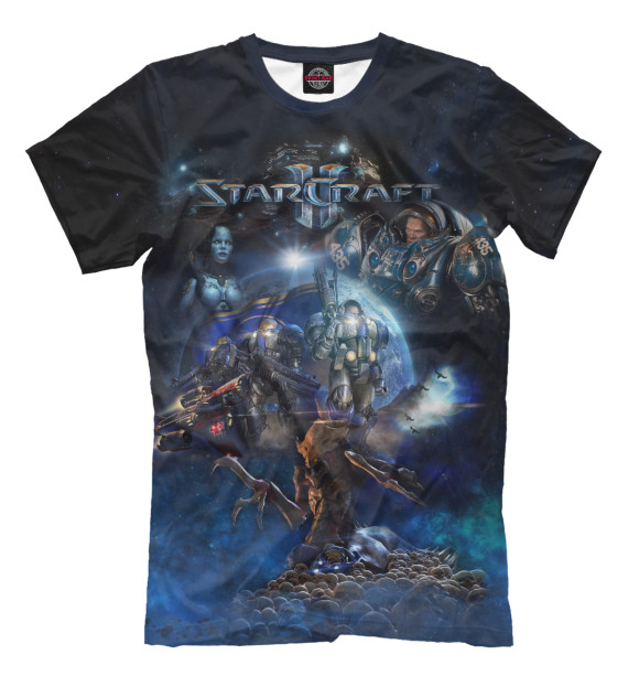 Мужская футболка с изображением starcraft цвета Черный