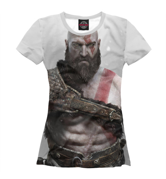 Футболка для девочек с изображением Kratos цвета Белый
