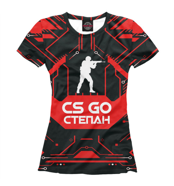 Женская футболка с изображением Степан в стиле CS GO цвета Белый