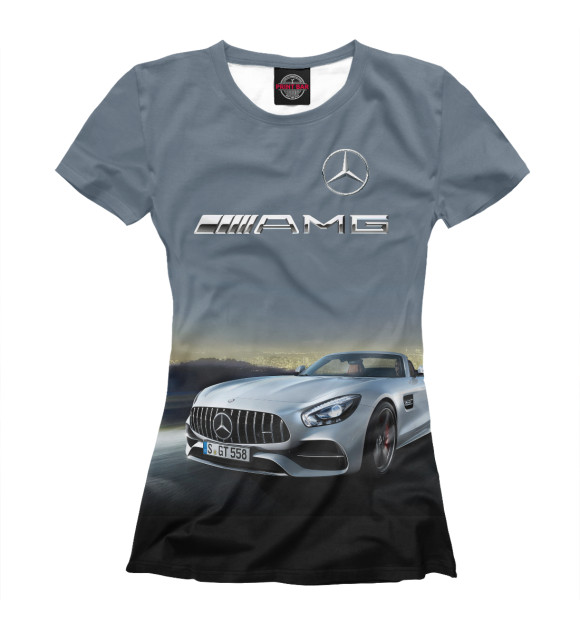 Женская футболка с изображением Mercedes V8 Biturbo AMG цвета Белый