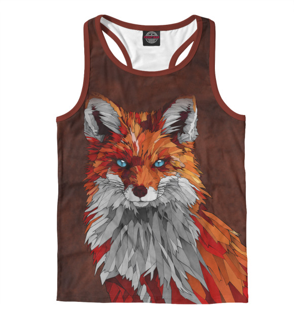 Мужская майка-борцовка с изображением Лиса цвета Белый