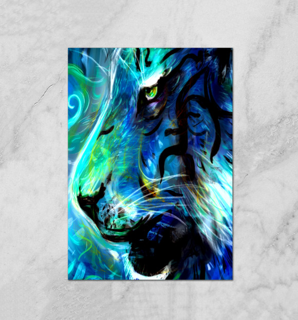 Плакат с изображением Blue Tiger цвета Белый