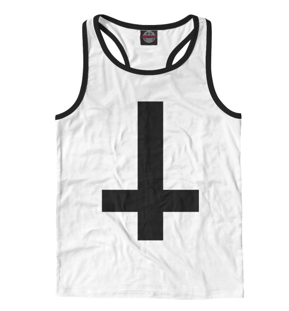 Мужская майка-борцовка с изображением Перевёрнутый крест цвета Белый