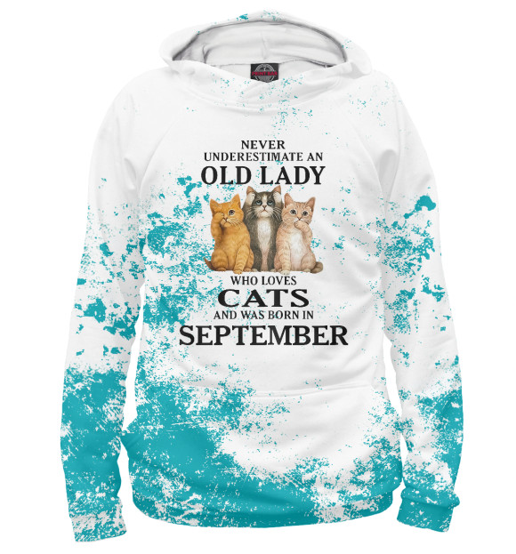 Женское худи с изображением Lady loves cats цвета Белый