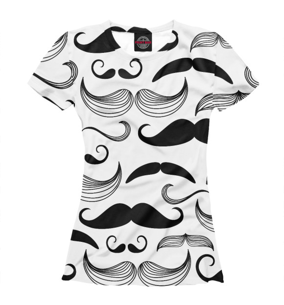 Футболка для девочек с притом Усы цвета Белый Футболка для девочек с изображением Усы цвета Белый